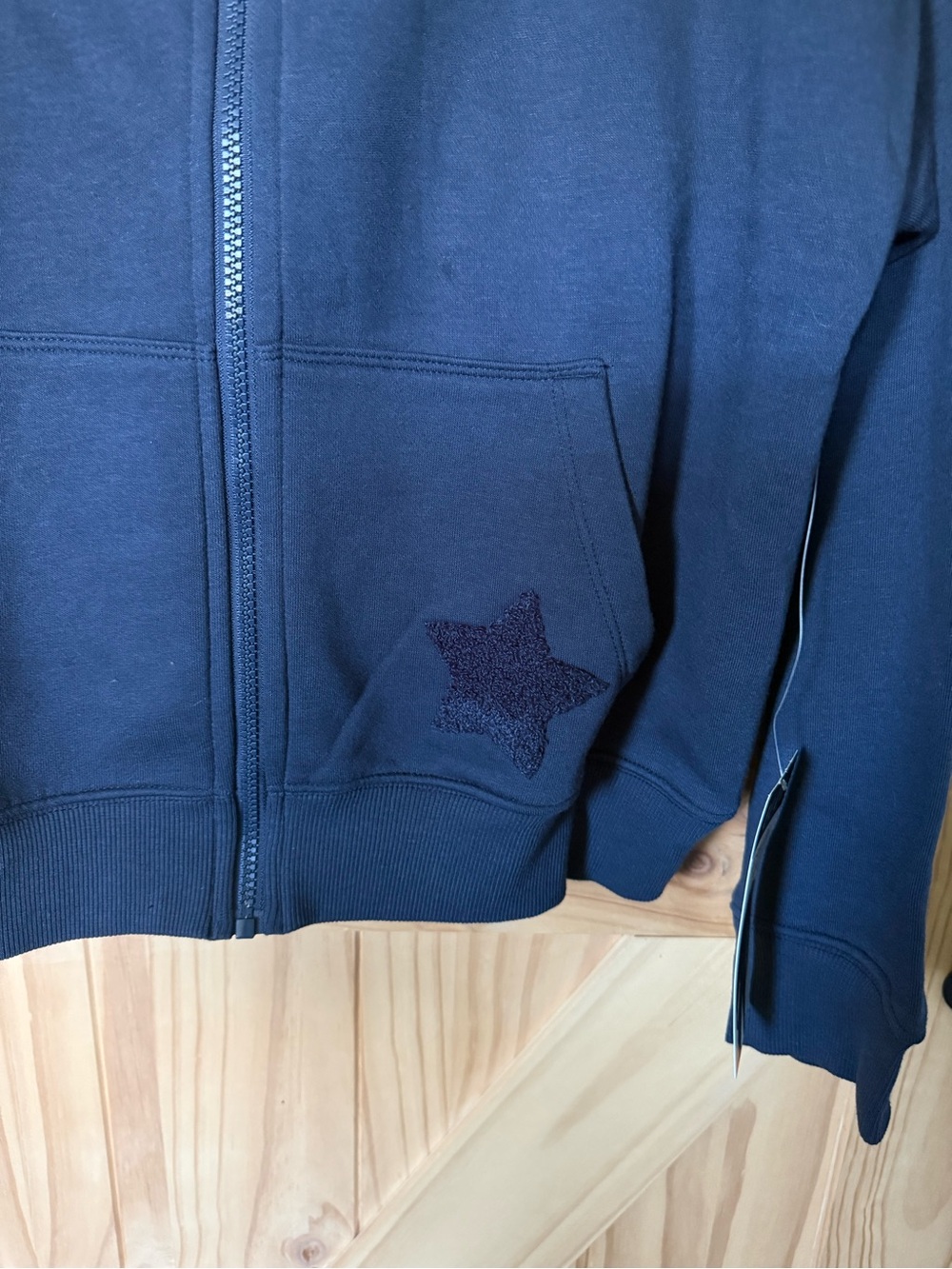 Elle Dark Navy Blue Zip Hoodie with Star Appliqués - Picture 5 of 9